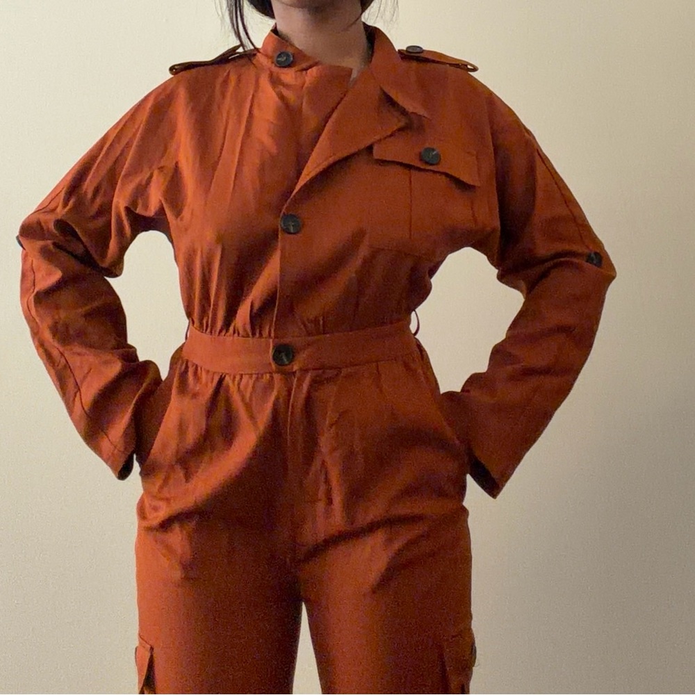 Rust Orange Utility Jumpsuit - Picture 3 of 3
